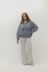 LUXE PUFF ZIP UP CARDIGAN